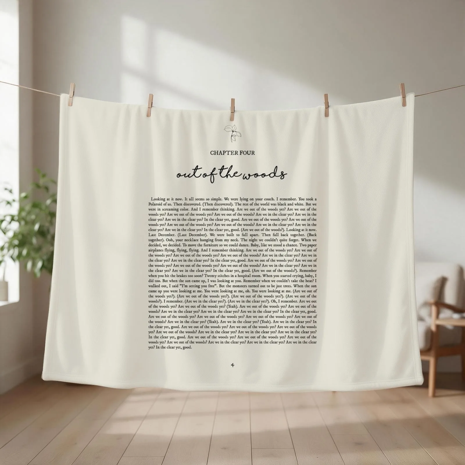 Out Of The Woods Lyrics Throw Blanket couch cozy soft plush fuzzy picnic outdoor blanket