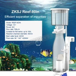 ZKSJ-Mini DC Protein Skimmer for Fish Tanks, Hang On Back, Up to 120L, Reef80in
