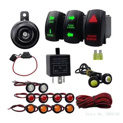 Universal ATV UTV SXS Turn Signal Set, Street Legal Kit with Horn Reverse Light Rockers Switch Flasher Relays Fuses Wire