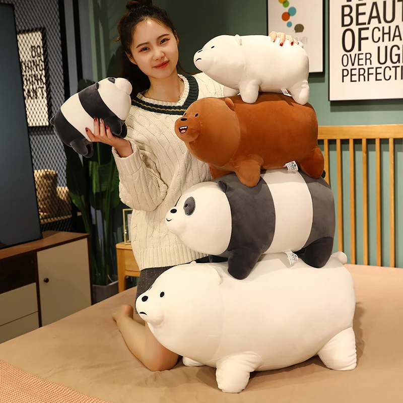 Miniso The Bare Bears Plush Grizzly Panda Ice Bear We Bare Bears Zabawki Wypchana lalka Peluche Dekoracja pokoju Poduszka nocna Prezenty