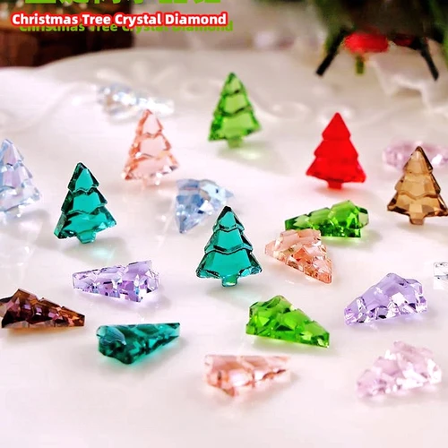 Adornos de diamantes de imitación para decoración de uñas, accesorios para manicura, árbol de Navidad transparente 3D, 10 piezas