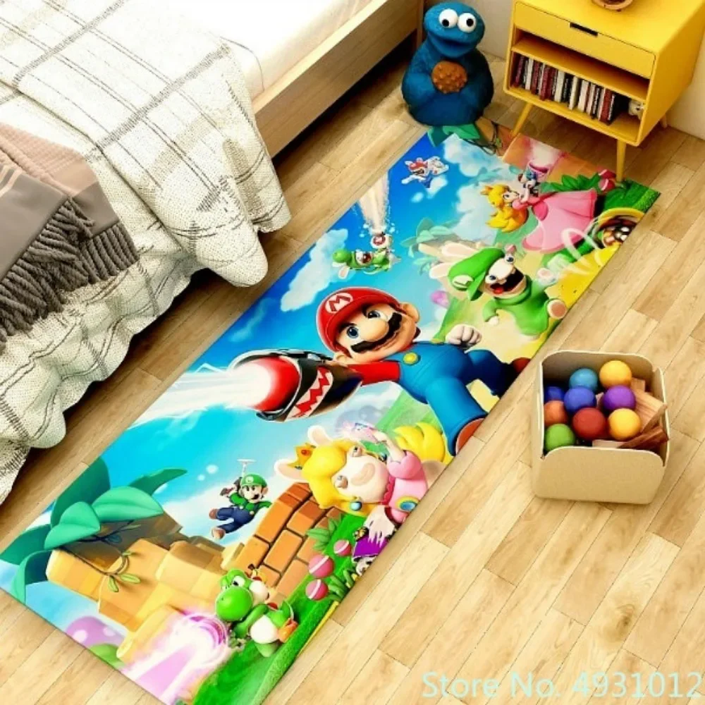 Anime Super Mario Carpet Mats for Floor Kids Bedroom Living Room Long Bedside Decor Baby Rug Soft Washable Balcony Entrance