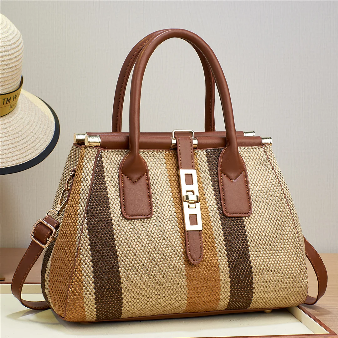 Modne damskie torby jedno ramię Crossbody w paski w kontrastowym kolorze przenośna torebka na co dzień popularne wysokiej jakości tornister