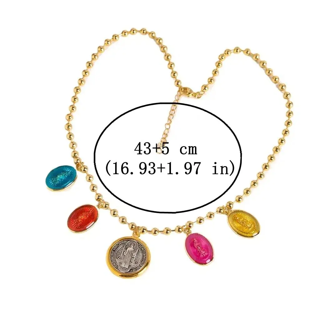 Fashion St. Benedict Rosary Necklace Adjustable Ethnic Style Metal Pendant Necklace Neck Jewelry Vintage Clavicle Chain Gift