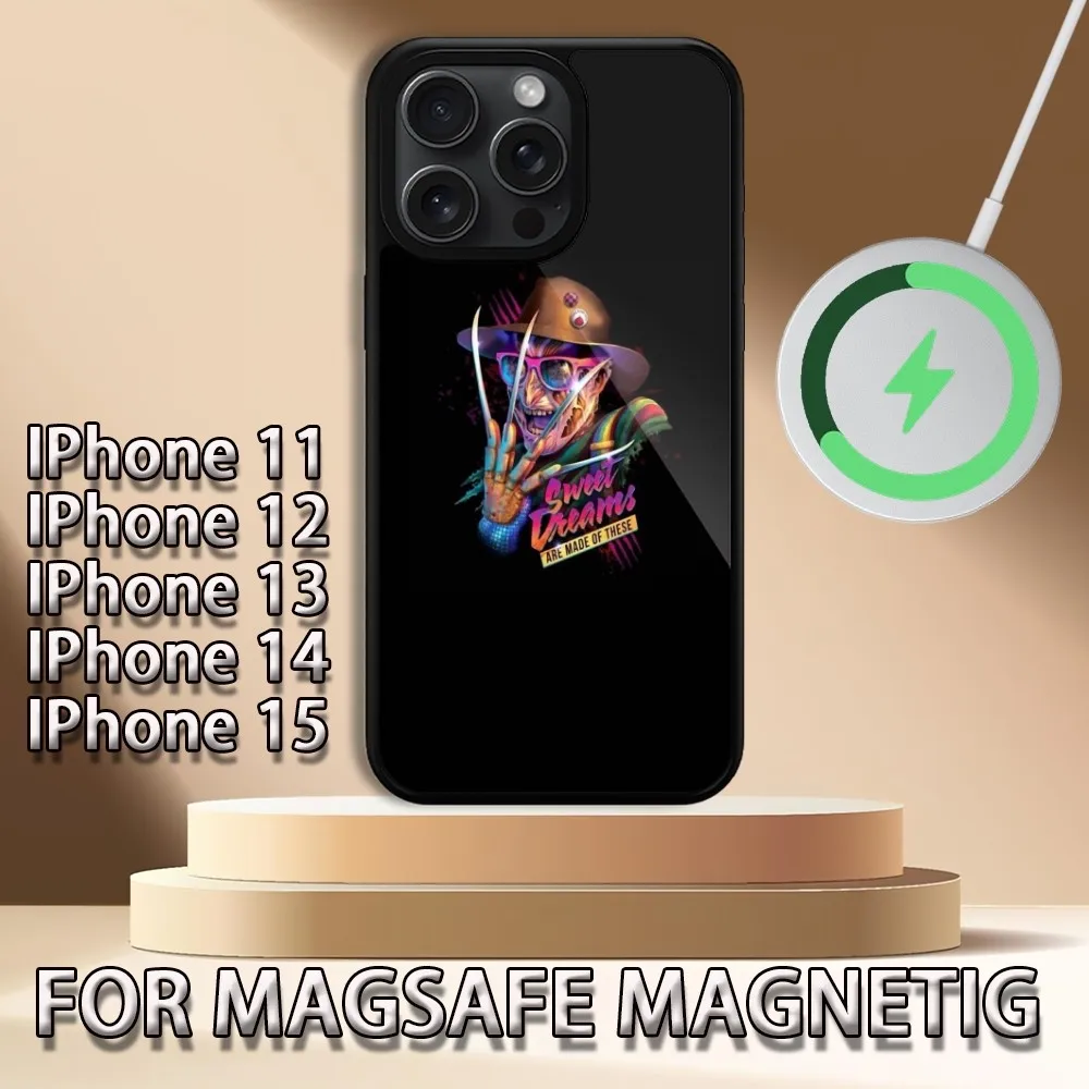 น่ากลัวF-Freddy K-Kruegerเคสโทรศัพท์สําหรับiPhone 15 14 13 12 11 Pro Max Plus Magsafeแม่เหล็กไร้สายชาร์จฝาครอบ