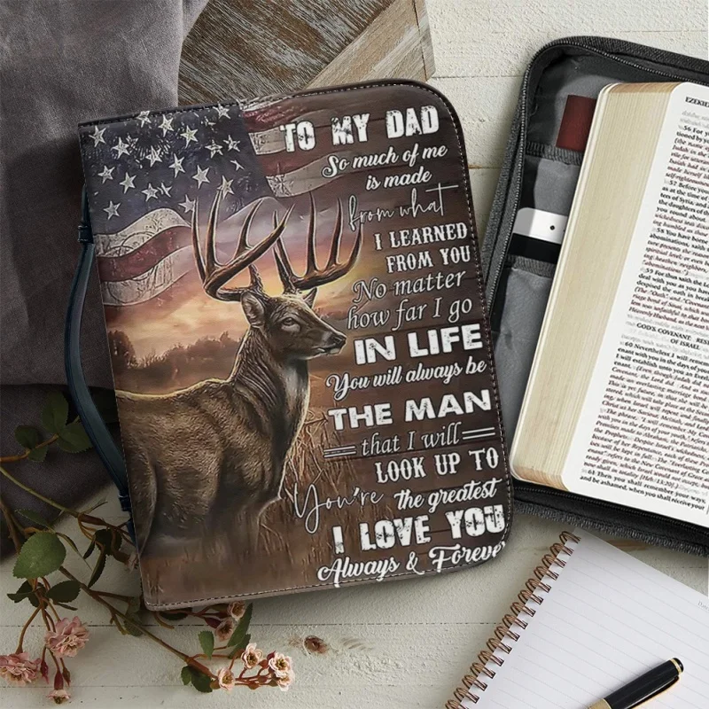 Hunting Lion Bible Cover Personalized Print Church Bible Cover Case PU Handbags Study Book Holy Storage Boxes For Women Men