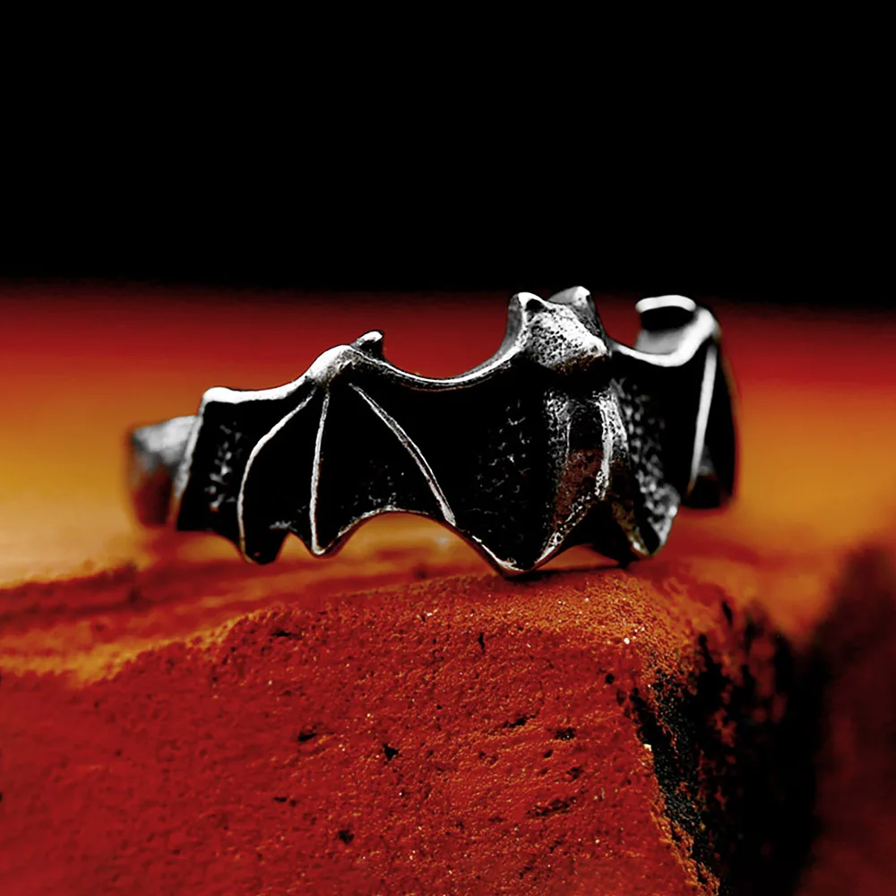 Vintage Coole 316L Edelstahl Fledermaus Ringe Für Frauen Männer Biker Punk Mode Tier Ring Partei Schmuck Halloween Geschenk Großhandel