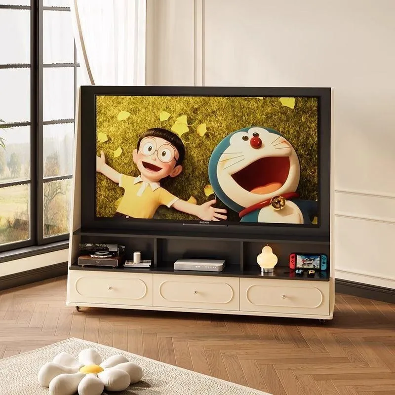 Medieval TV cabinet, living room, household removable universal wheel floor storage locker