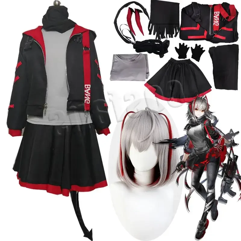 

Arknights W Clothes Dress Anime Games Arknights Operator W Cosplay Costumes W Uniform Halloween suits Shoes and wigs Tail Horns