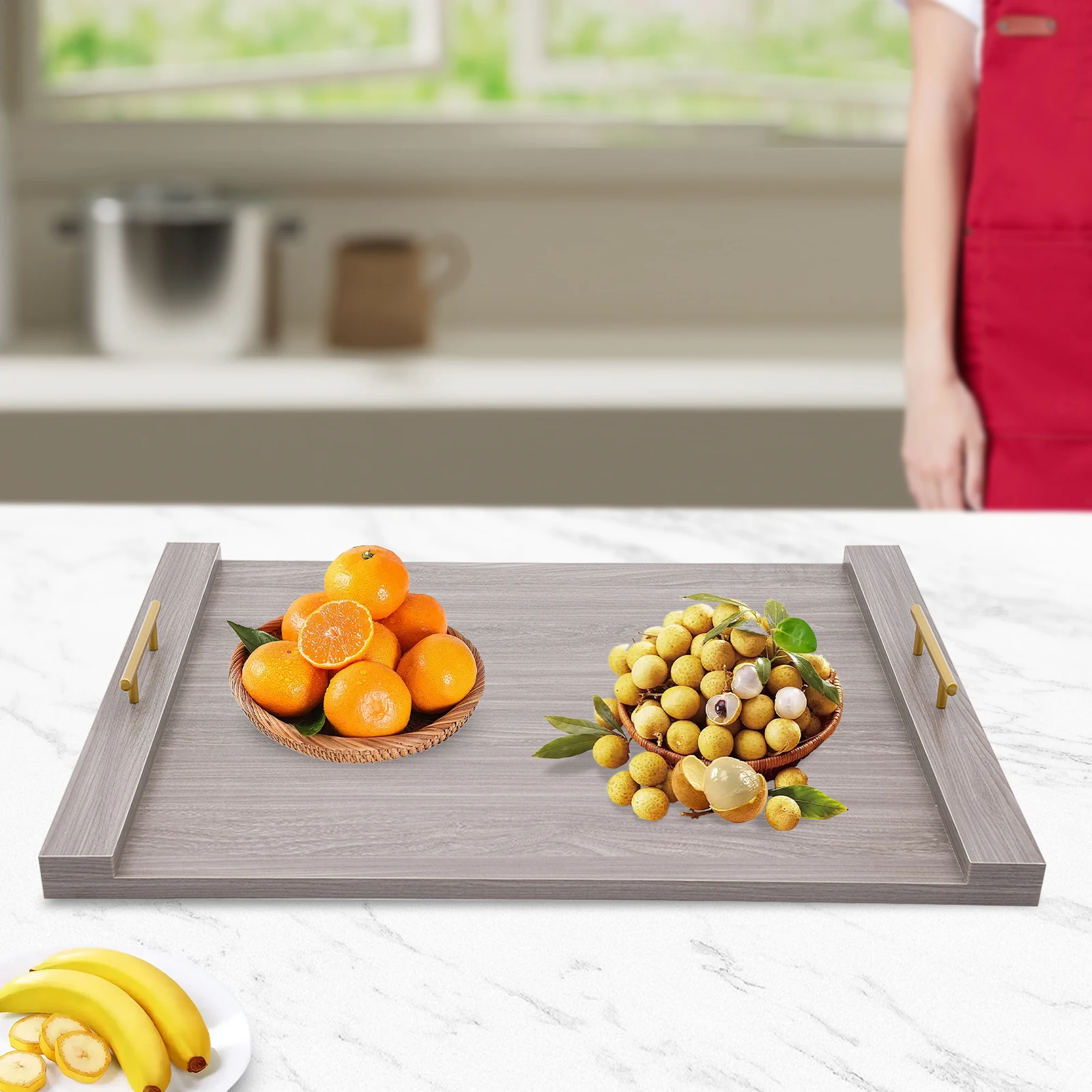 

Premium Heat Resistant Oak Wood Stove Cover & Noodle Board, Kitchen Countertop Organizer, Cutting Board with Removable Handles