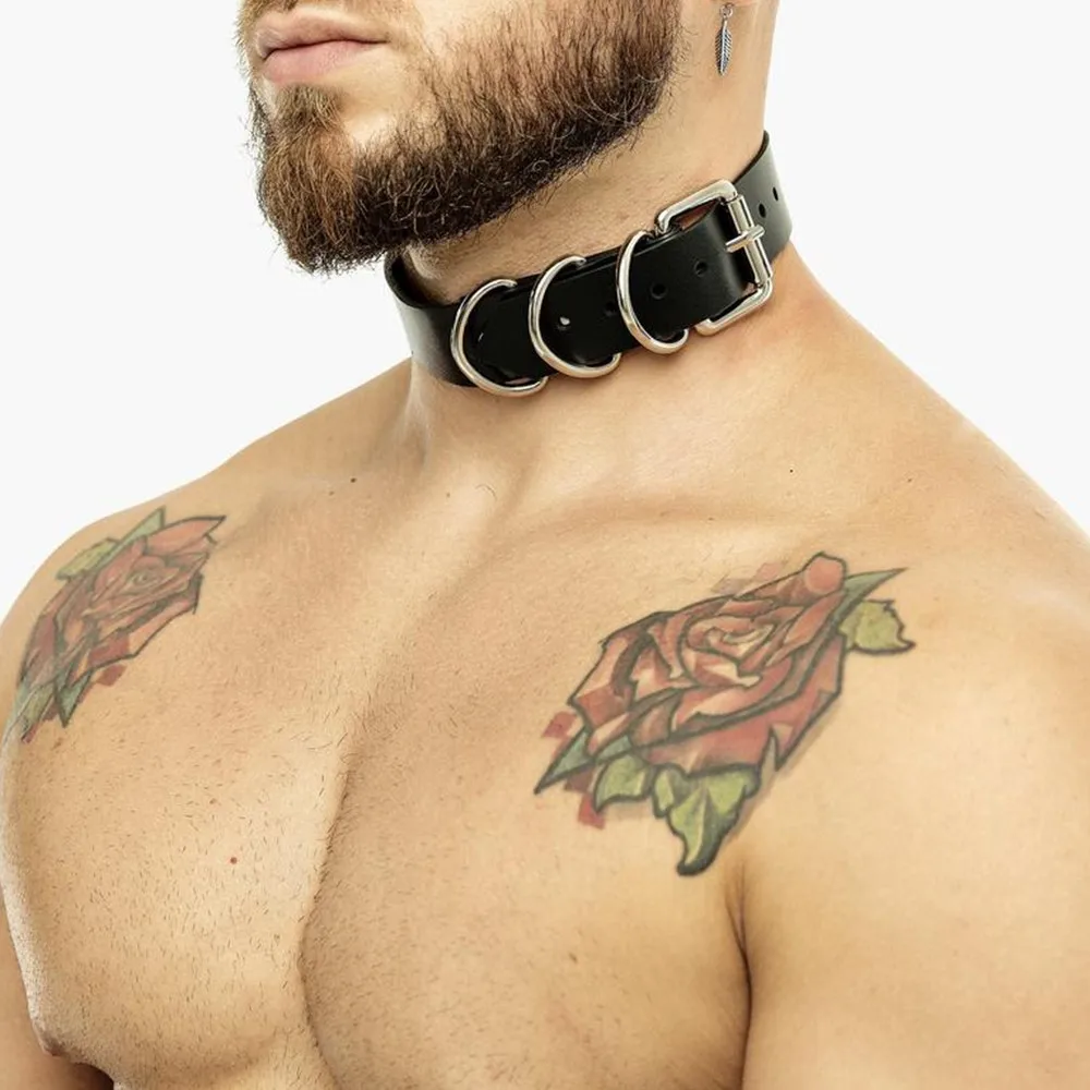 2022 Fetish Man Leather Harness Collar Handmade Punk Style Neck Necklace Choker BDSM Bondage Gay Clothing Exotic Accessories