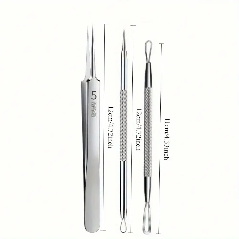 Kit d'outils professionnels pour éliminer les points noirs d'acné, pincettes et aiguilles de précision en acier inoxydable pour la beauté du visage, élimination des points blancs