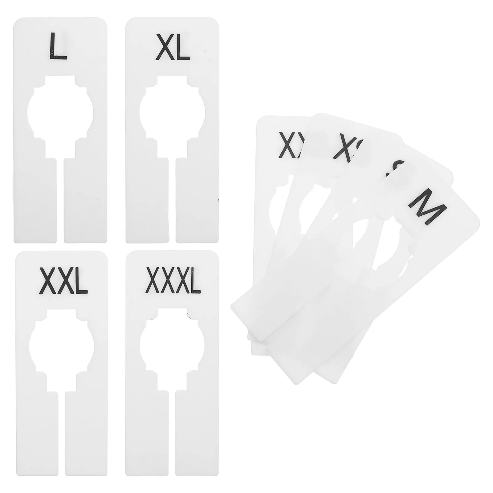 8 separadores transparentes para estantes de armario, etiquetas preimpresas con tallas de ropa (XXS, XS, S, M, L, XL, XXL, XXXL) para el hogar, tiendas y armarios.