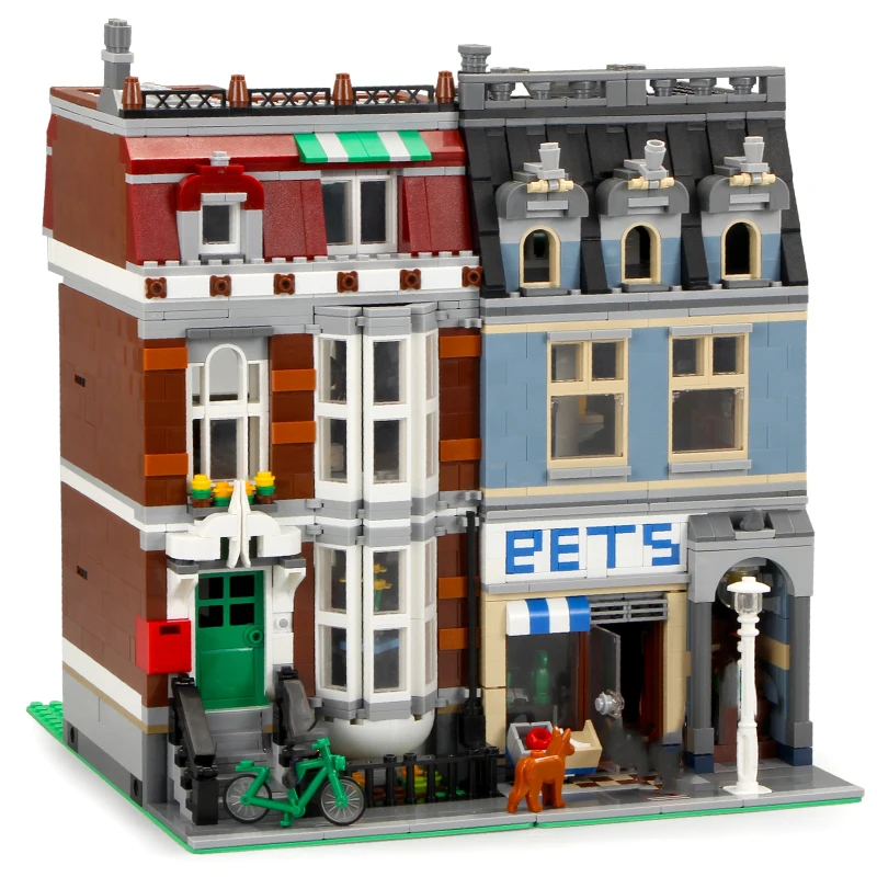 In Stock City Street View Pets Shop Building Blocks with 10218 15009 Bricks Toys For Kids Gifts Christmas Gifts