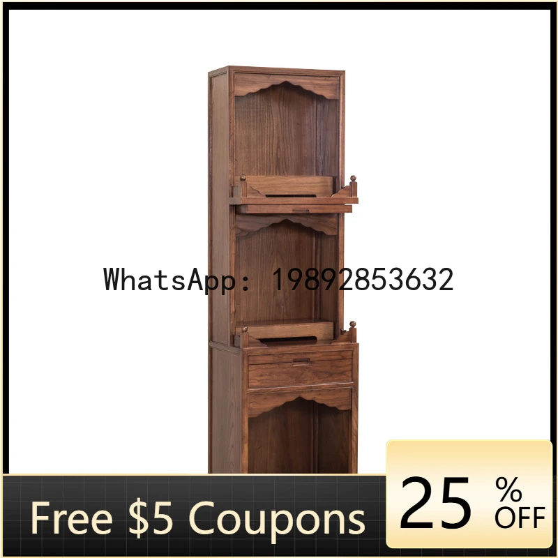 FGG  Solid Wood Three-Layer Altar Cabinet Black Walnut Buddha Shrine Altar Home Modern Landlord God Cabinet God Shrine Cabinet