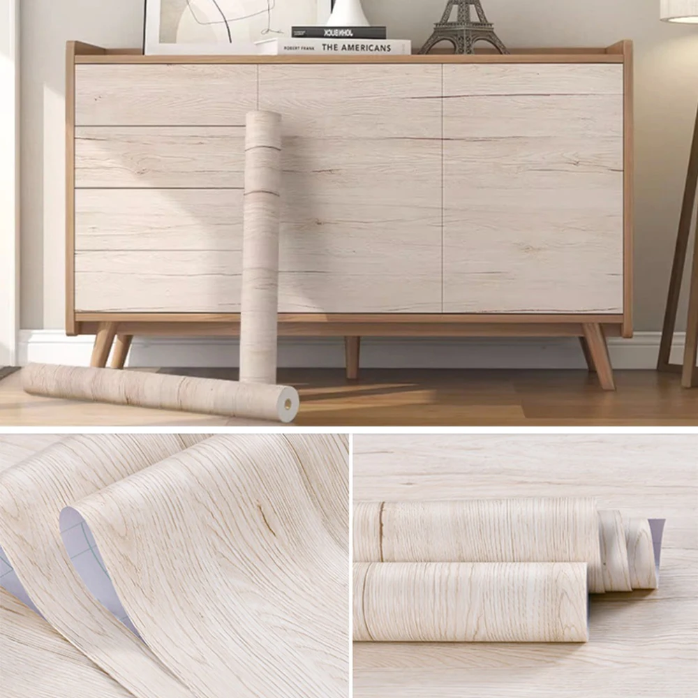Wood Sticker Kitchen Oil-Proof Film Stove Waterproof Moisture-Proof Self-Adhesive Wallpaper Countertop Cabinet Renovation Tile