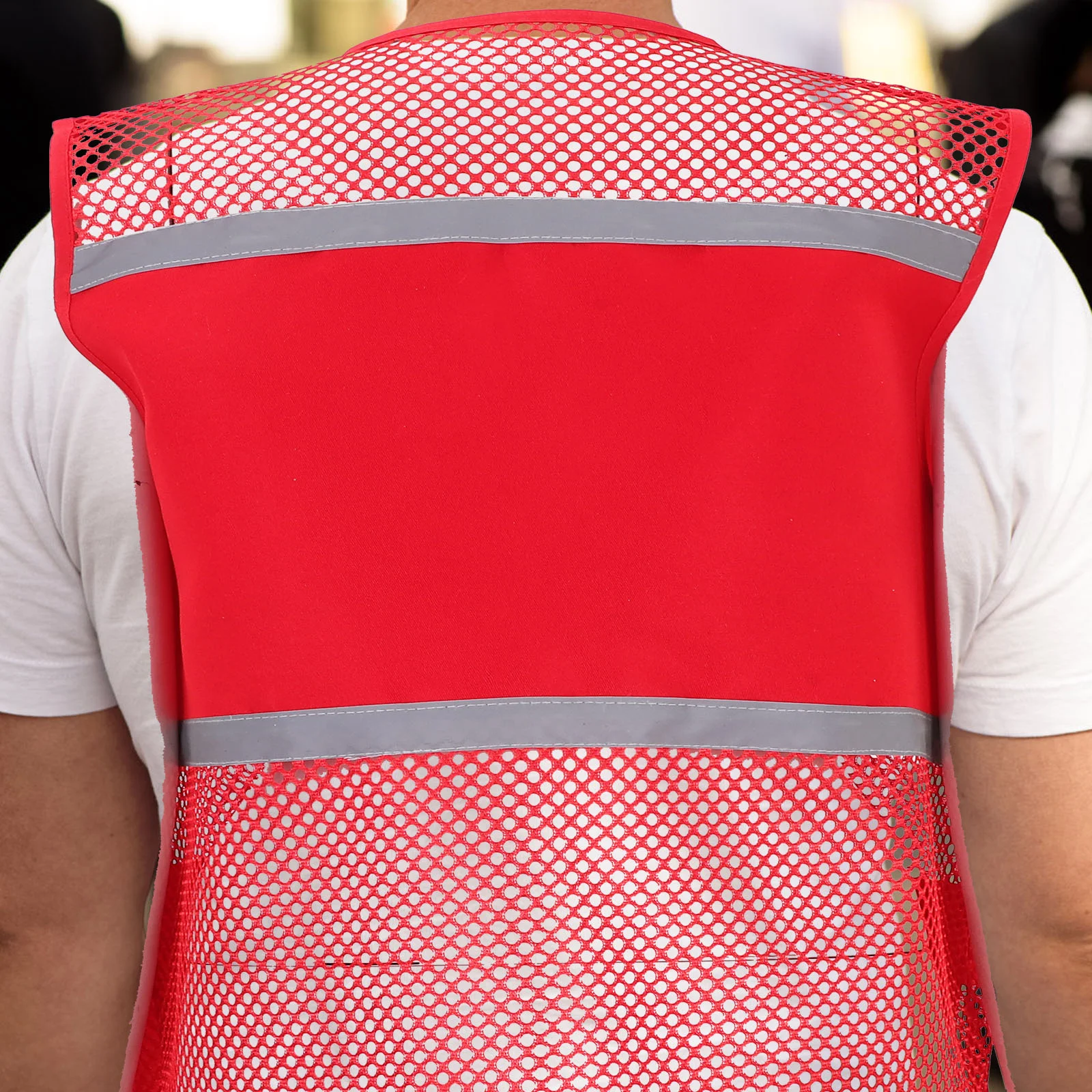 High Visibility Mesh Reflective Vest with Zipper and Pockets Red Construction Workers Safety Vests for Men and Women XXXL