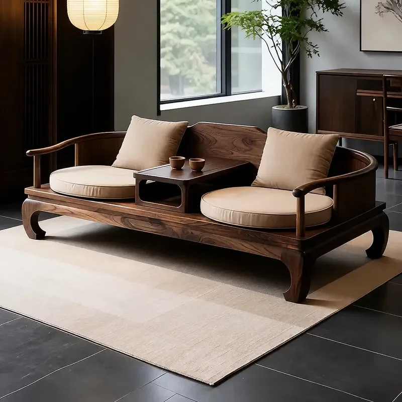 New Chinese Style Solid Wood Arhat Bed Zen Living Room Concubine Chair Tenon Mortise Structure Leisure Sofa Customizable
