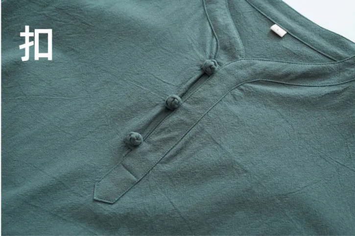 Baumwoll-Leinen-Kleidungsset im Zen-Stil für Männer und Frauen, lässig, bequem, atmungsaktiv, Sommermode, traditionell chinesisch – Detail 4