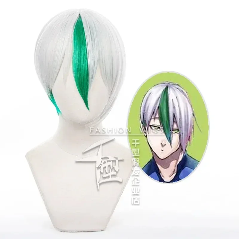 أنيمي الأزرق قفل Otoya Eita شعر مستعار تأثيري الأبيض الأخضر وعاء الشعر قطع فريق Z No.33 لاعب كرة القدم بوب هالوين ملحق الرجال