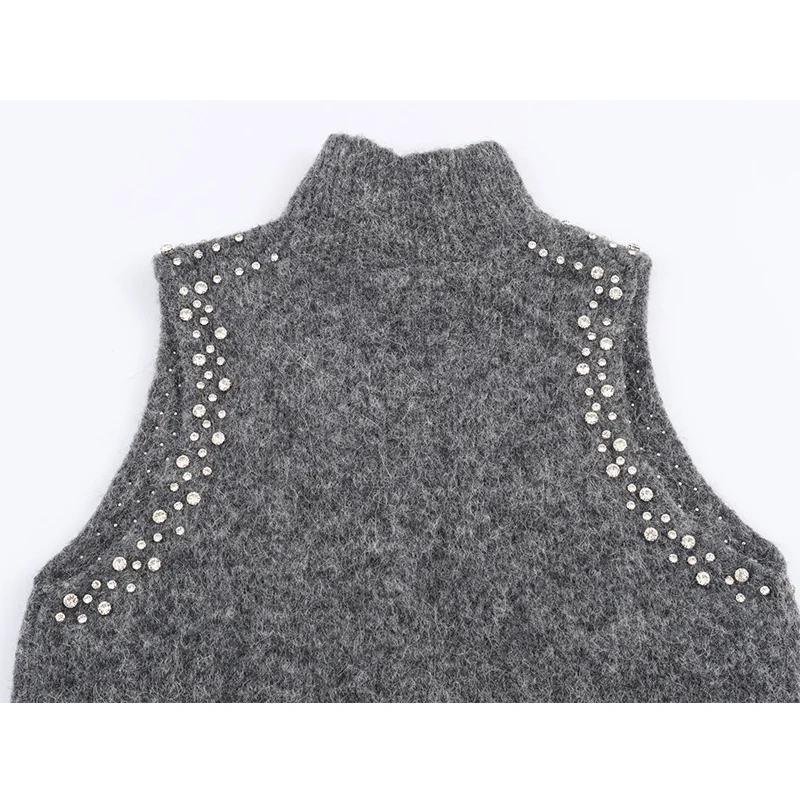 2025 New Women's Sweater Vests Autumn Fashion Beaded Elegant Women's Turtle Neck Vests Chic Youth Joker Holiday Pullover