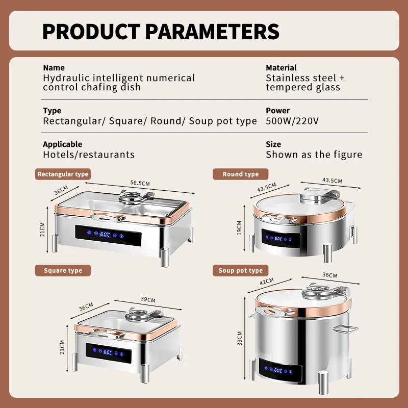 WINNERS  Electric Buffet Stove Rose Gold Rim Design Buffet Server Food Warmer Chafing Dish With Temperature Control