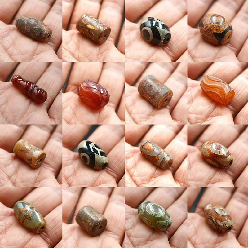 FLTMRH  Natural Tibetan Beads Dzi Eyes Oval DIY Bracelet Necklace Charms  stone Old Tibet Oval Dzi ag-ates Beads