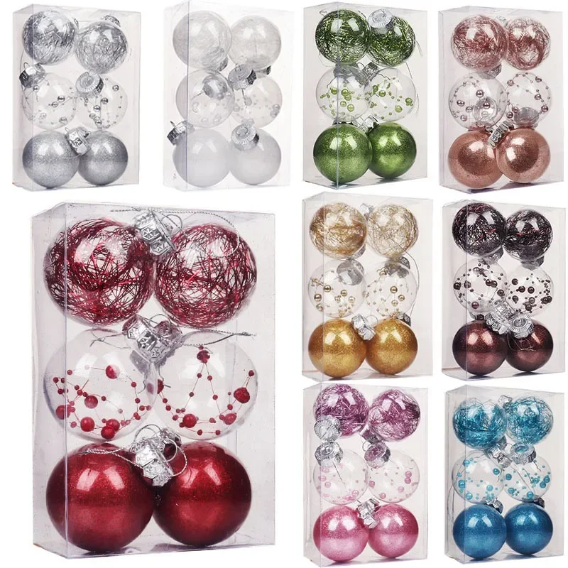

2025 Anti-drop Bouncy Christmas Ball 6cm 8cm Pet Transparent Ball Christmas Tree Decorations Hanging Balls Hanging Set Pieces