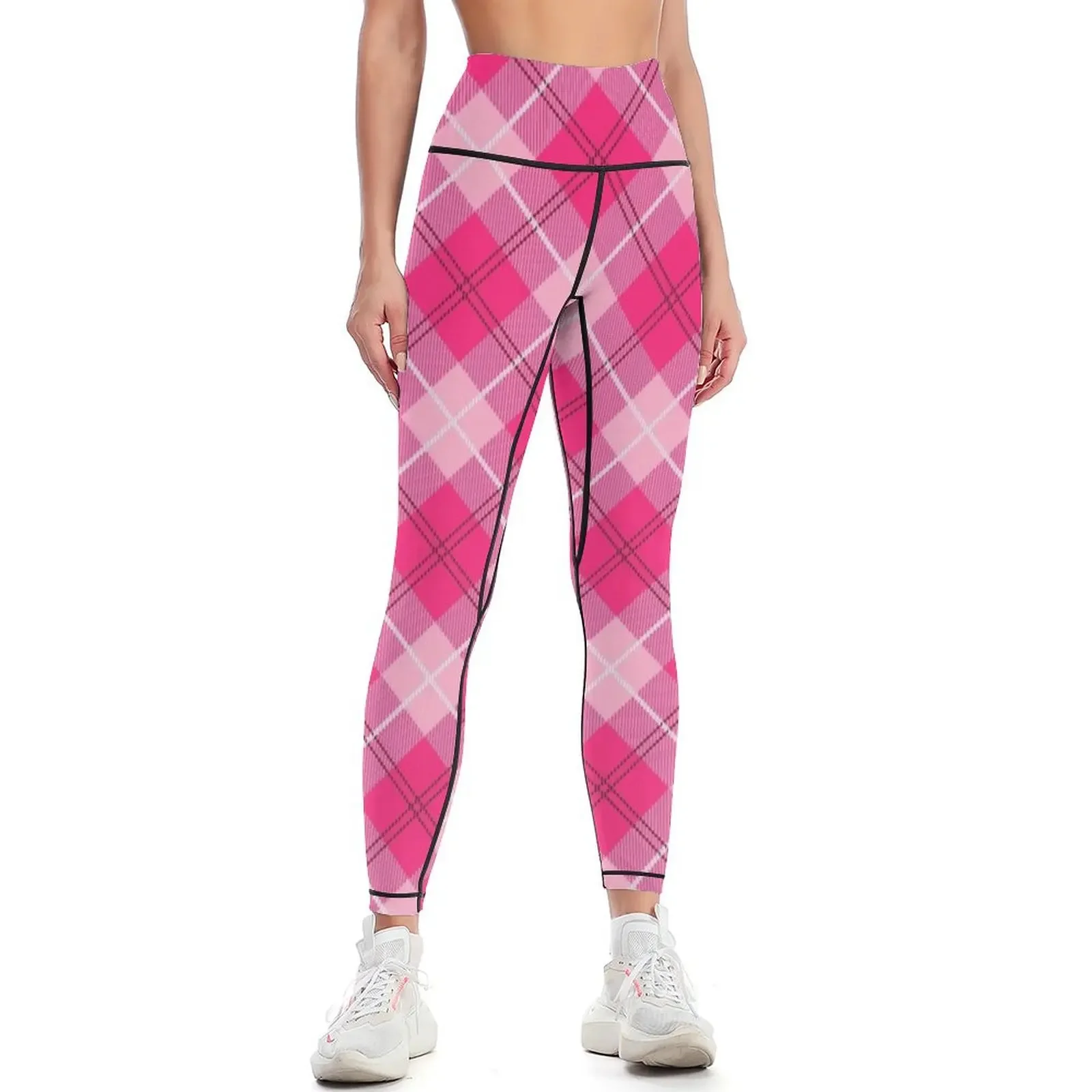 

Pink Tartan Leggings Legging sexy woman legging push up gym's clothing Women's sportswear Womens Leggings