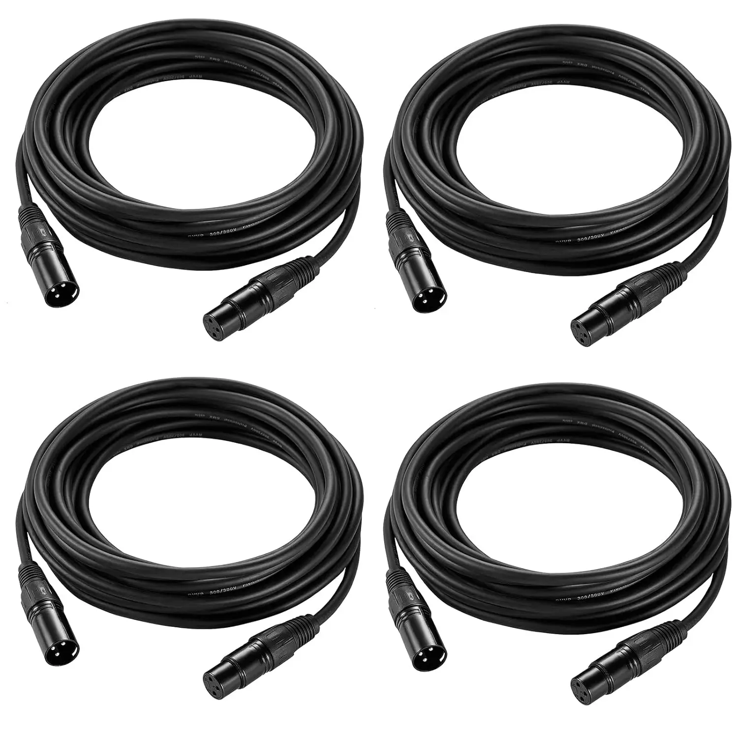 

DMX Cable Flexible 3 Pin Signal XLR Male to Female DMX Cable Wires for DJ Stage Lighting Input & Output 4 Pack