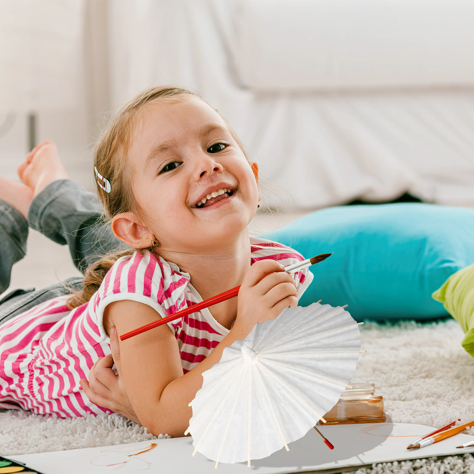 

5pcs Blank Oil Paper Umbrella White Unfinished for DIY Crafts Decorations Wedding Party Photo Props Parasol Home