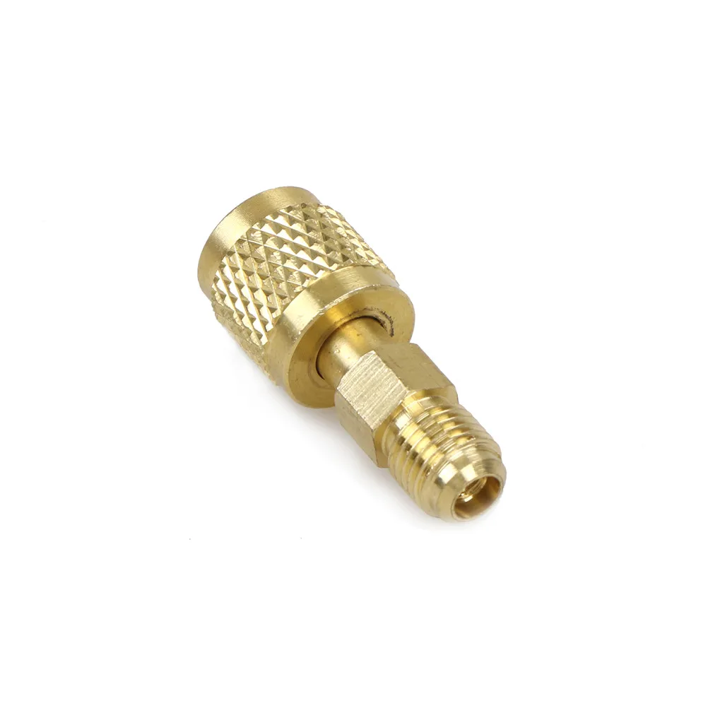Nowy mosiężny adapter R410 1/4 "męski na 5/16" żeński wąż ładujący do pompy akcesoria do klimatyzacji R22 do R410a — zdjęcie 2