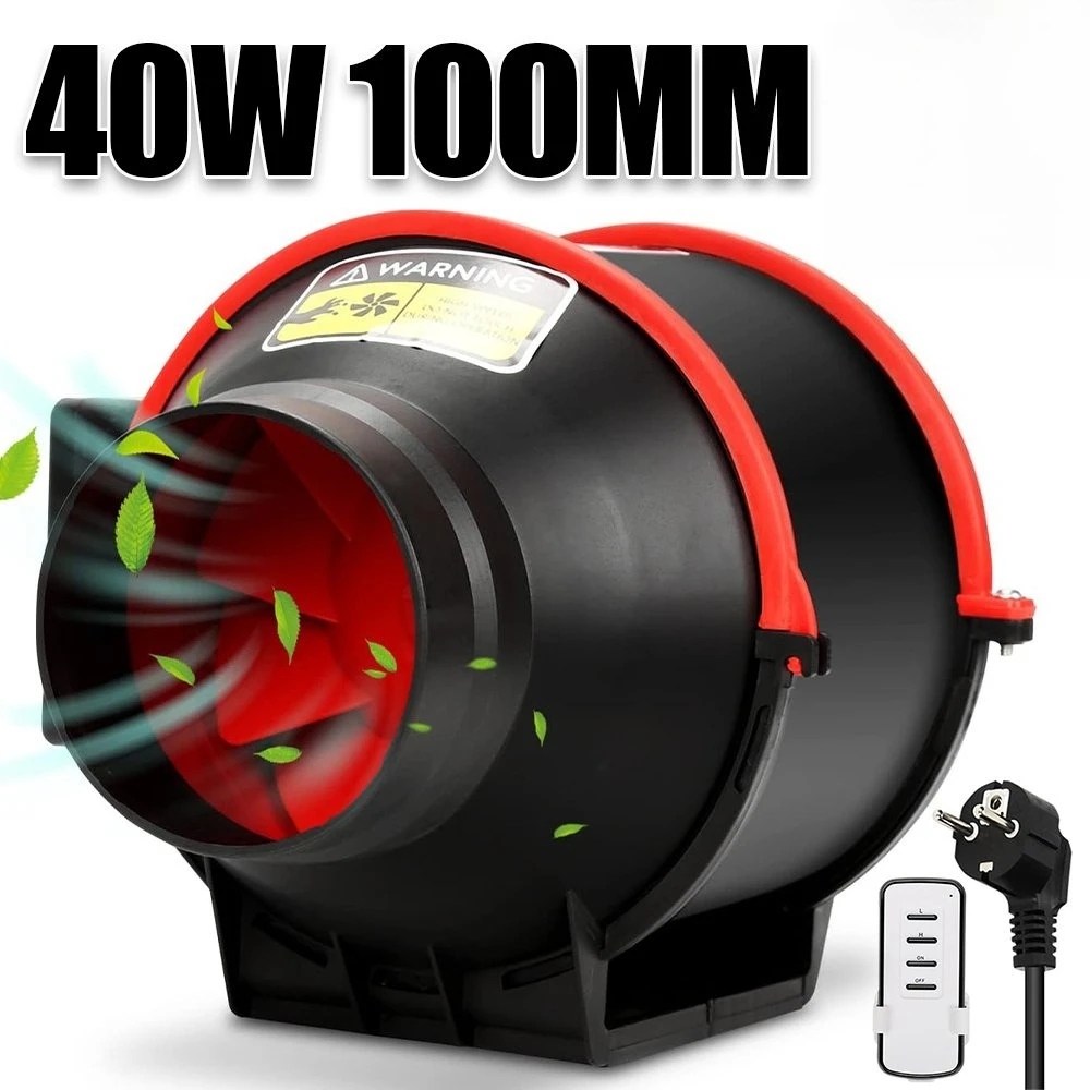 Ventilateur de surpression en ligne de 100 mm, 40 W, double vitesse réglable, pour augmenter la pression d'air dans les conduites et l'évacuation des gaz.