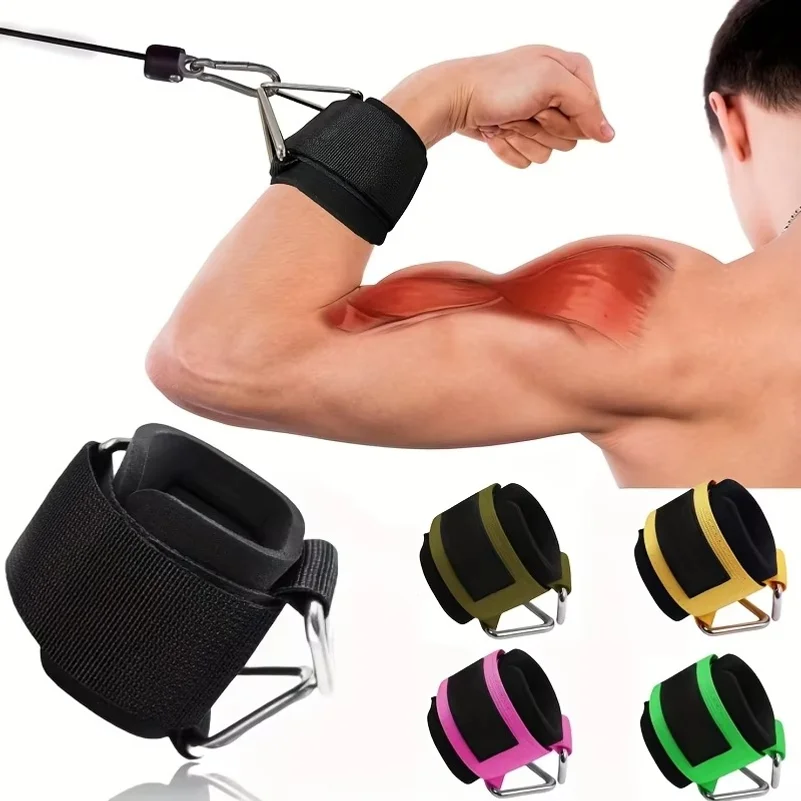 1 Pc Wrist Cuffs for Cable Machine, Adjustable Neoprene Padding, One Size Fit All, Fitness Wrist Straps for Men Women