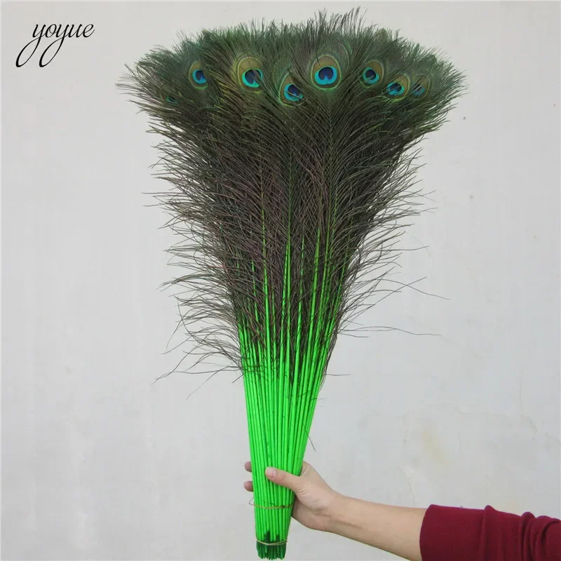 Wholesale 100pcs/lot 70CM-80CM / 28-32inch Natural Peacock Tail Feathers beautiful natural peacock feathers eyes for DIY clothes