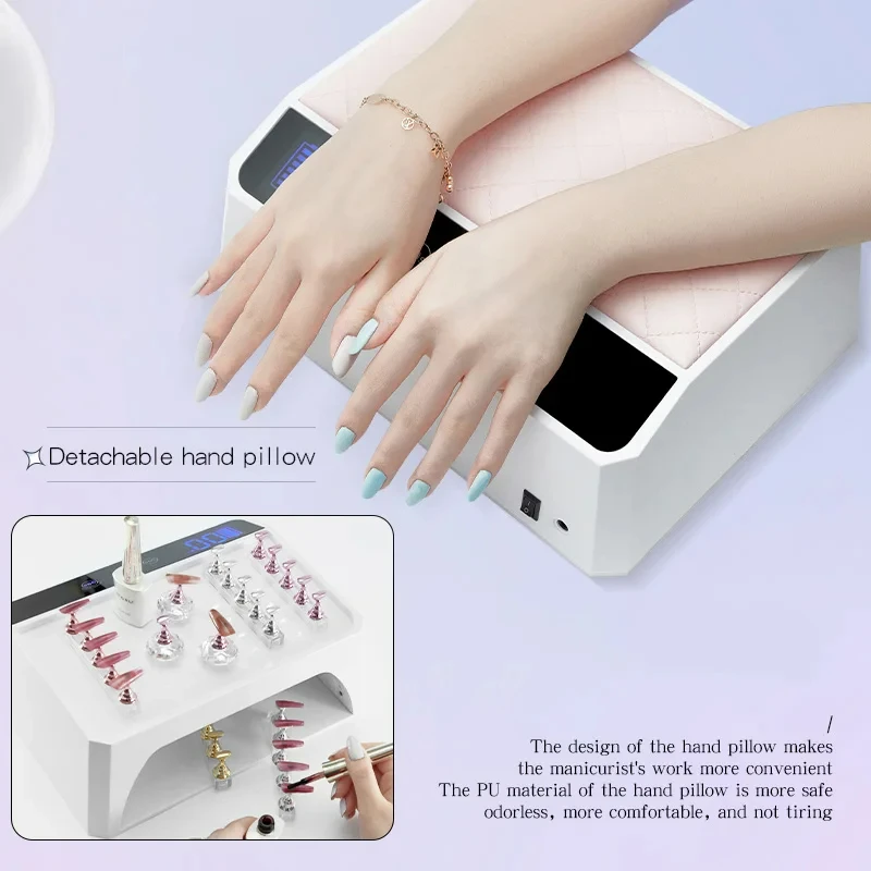 Imagem -02 - Lâmpada uv de Carregamento sem Fio Dois em um Travesseiro Profissional de Unhas Led Gel Polish Dryer 178w