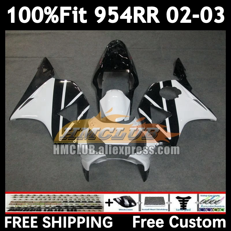 Injection Fairing For HONDA CBR900RR CBR 900 954 CBR900 CBR954 RR 92No.164 CBR 954RR 02 03 CBR954RR black white 2002 2003 Bodys