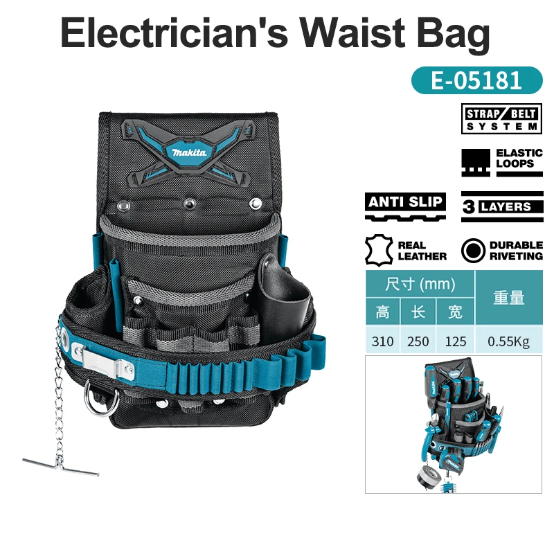 Makita Tool Storage Bag Multifunction Maintenance Canvas Bag Wear-Resistant Electrician Installer Portable Thicken Tools Bag Sea