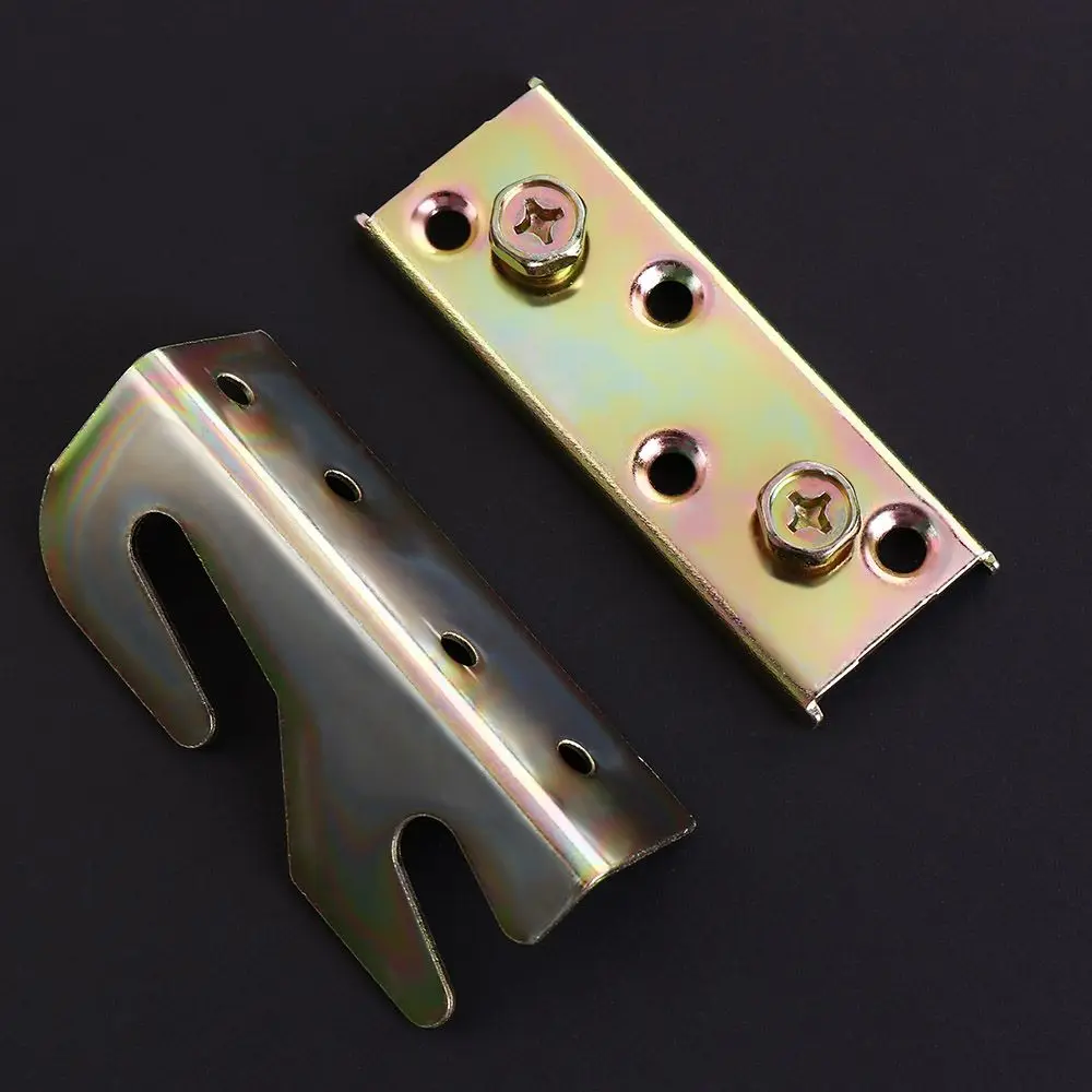 

4 Sets Heavy Duty Non-Mortise Bed Rail Brackets Rust Proof Footboards Hold Bed Rail Fittings with Screws Easy To Install