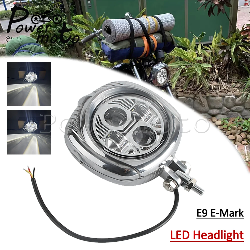 

Vintage Retro Motorcycle LED Headlight For Harley Honda Cafe Racer Bobber Chopper Yamaha Touring Kawasaki Custom E9 Front Light