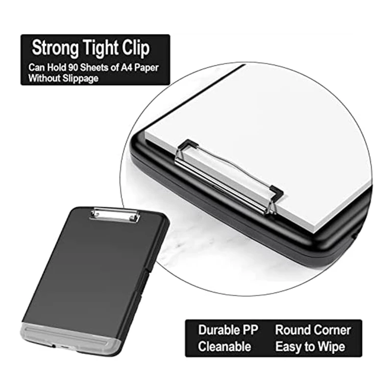 2Pack Clipboard With Storage High Capacity Nursing Clipboards Heavy Duty Office Clipboard Folder With Metal Clip