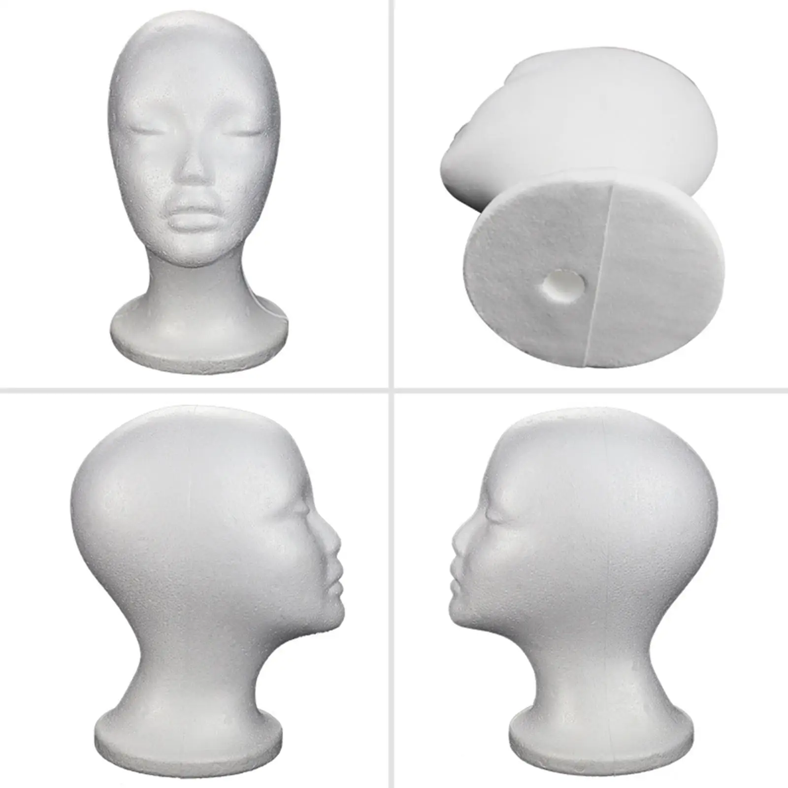 

Female Foam Mannequin Head Hat Caps Wig Display Holder Accessories Fashion Jewelry Glasses Display Stand White Lightweight