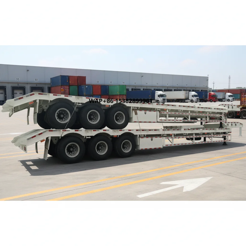 Popular Q345b T700 40000L Steel LowBed Semi Trailer 3 Axle and 4 Axle Container Truck Trailers for Sale