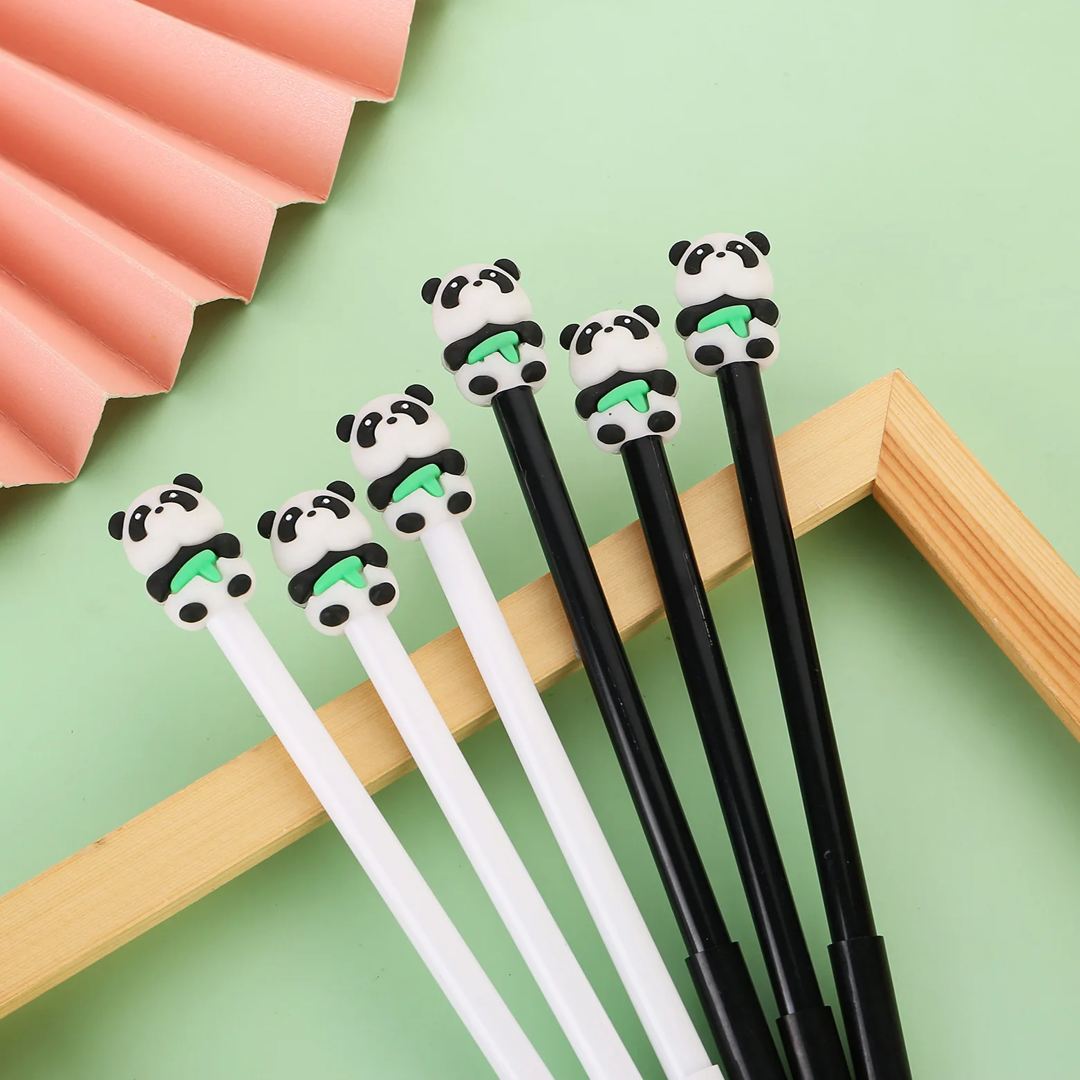 bonito dos desenhos animados bamboo panda gel pen papelaria escola estudantil tinta preta kawaii canetas rollerball material de escritorio 05 mm 20 pcs por lote 01