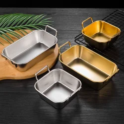 304 stainless steel square plate Korean creative fried chicken with ears snack plate French fries basket cooler dish candy snack