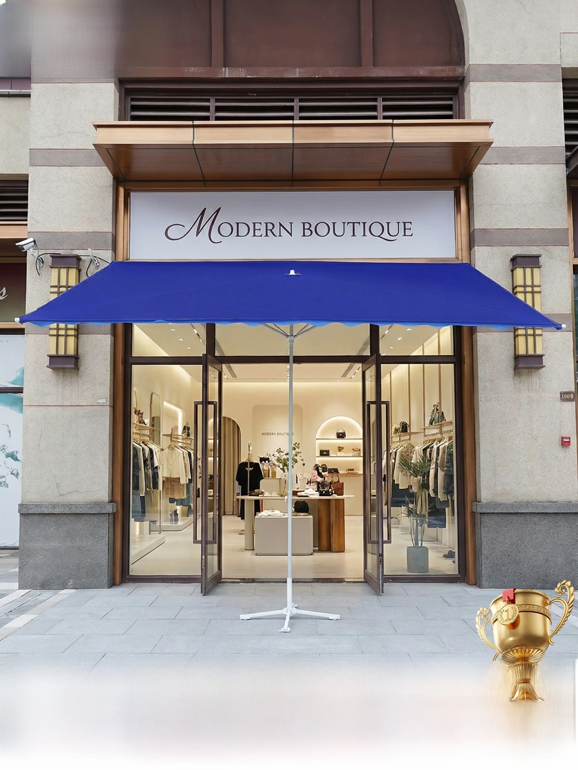 

Большой уличный зонт-шатер для коммерческого использования, для продажи на улице, защита от солнца и дождя, однотонный, стальной каркас, серебристый...