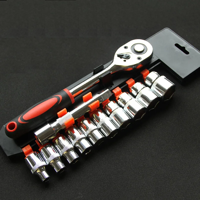 

12pc 1/4" Drive Ratchet Socket Set Cr-V Steel Auto Repair Kit Heavy Duty Portable Mechanic Tools Home Car Maintenance Essentials