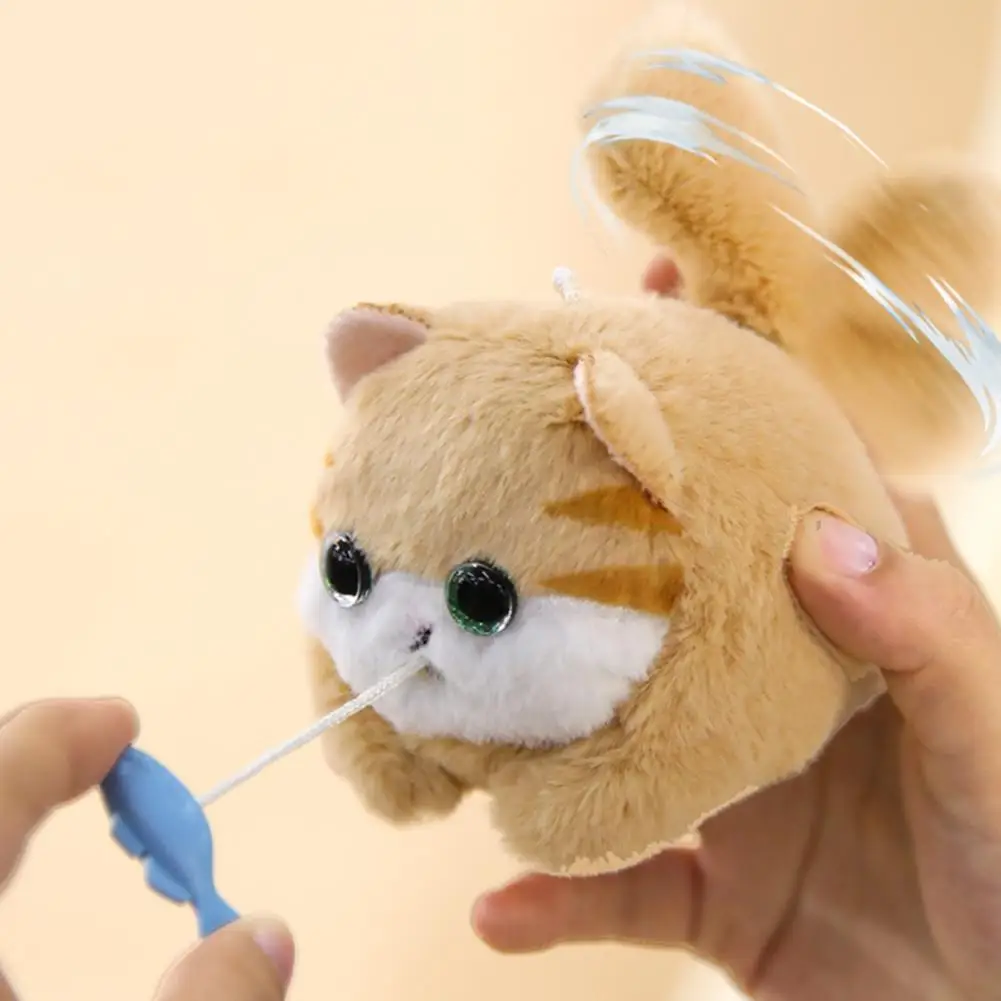 Portable Cat Plush Stuffed Cat Toy Fuzzy Soft Cat Stuffed Toy with Bell Hanging Buckle Whistle Plush Kitten Doll for Backpack