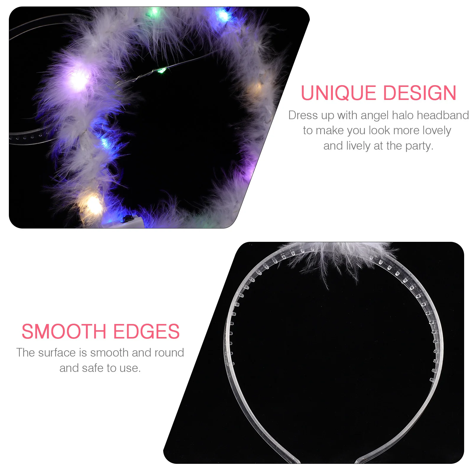 2 Pcs Angel Hairband Headband Party Fancy Dress Cherub Festival White Cosplay Tiaras