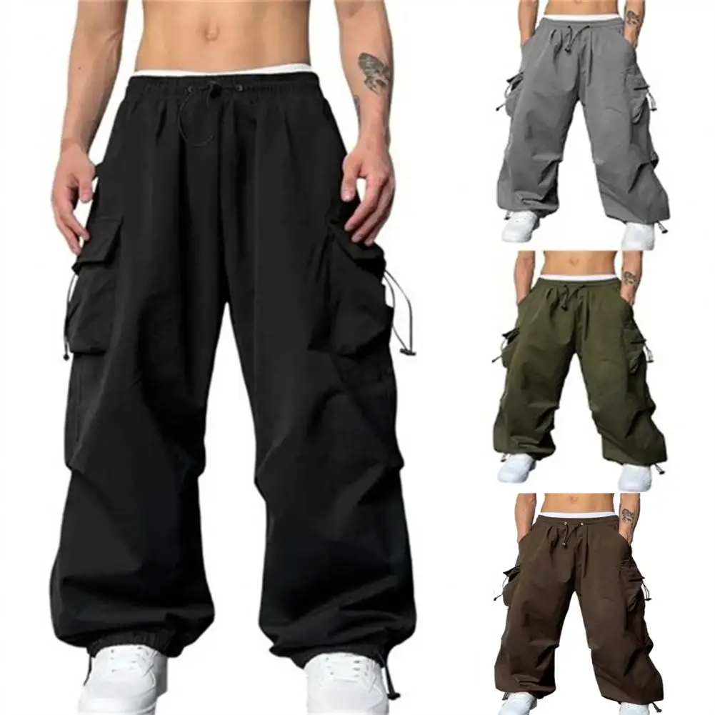 

2024 Men's Casual Wied Leg Pants Oversize Cotton Trousers Solid Color Fashion Men Jogging Pants Korean Streetwear Vintage 5XL